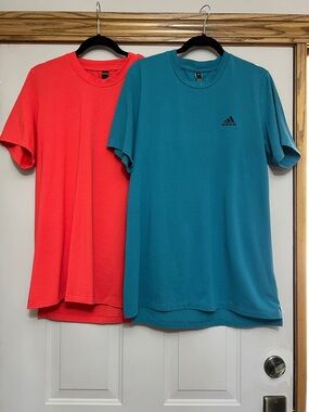 adidas Men's Teal and Coral Short-Sleeve Crew Neck Shirts Bought in UAE.